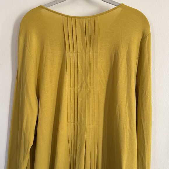 J. Jill Mustard Yellow Long Sleeve Tunic Top XL Pleated Back Stretch Blouse - Picture 8 of 9